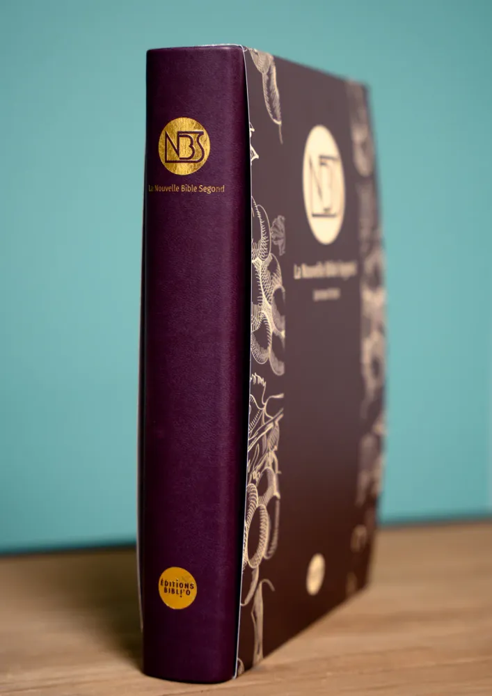 Bible d'étude NBS - grand format, similicuir prune, étui souple