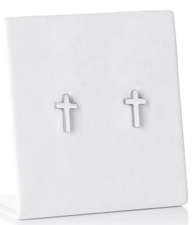 Boucles d'oreille Croix argentée - en acier inoxydable