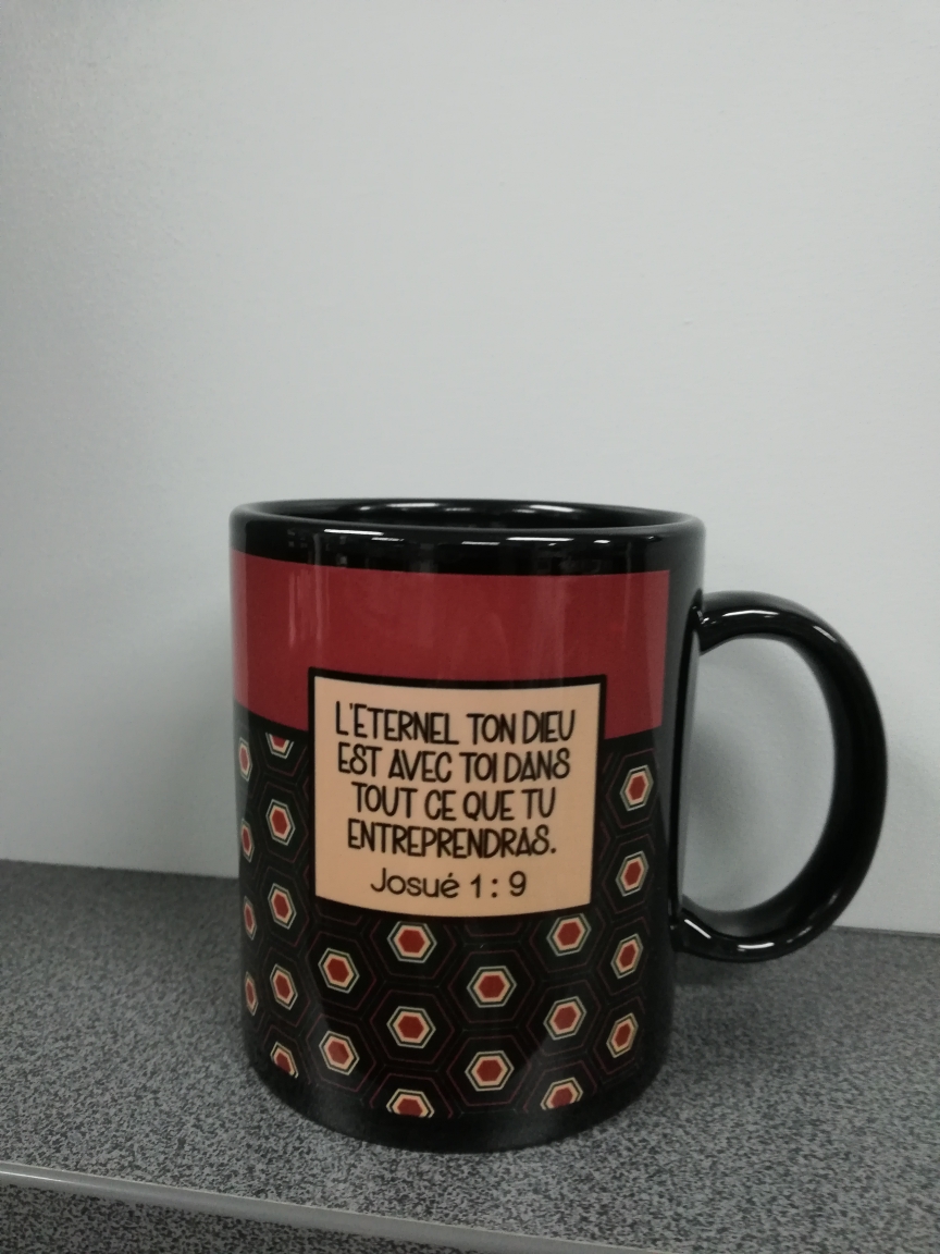 Mug "L'Eternel ton Dieu est avec toi…" Josué 1.9 - Finition brillante