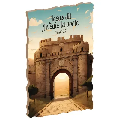 Tableau bois «Jésus dit : Je suis la porte…» Jean 10.9