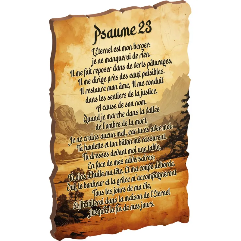 Tableau bois Psaume 23 - Paysage