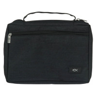 Pochette Bible, taille S, toile noire et ichthus