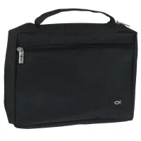 Pochette Bible, taille S, toile noire et ichthus