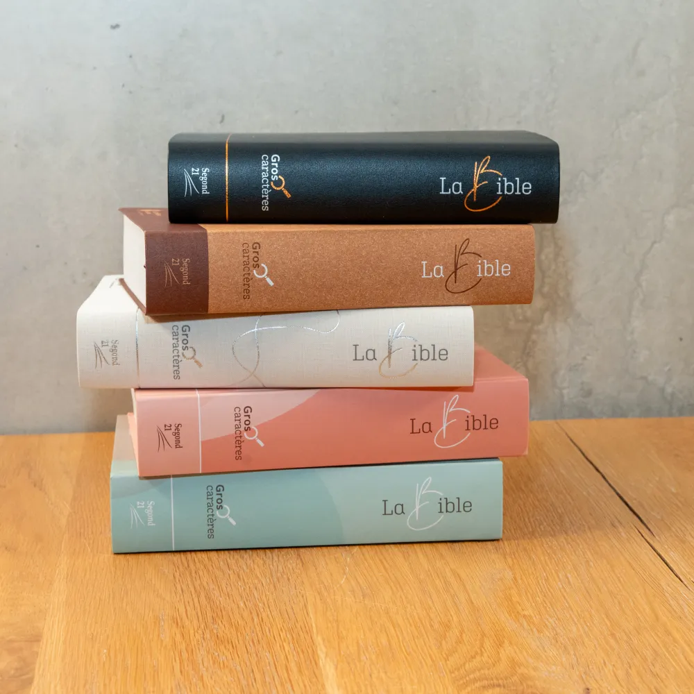 Bible Segond 21, gros caractères - couverture souple noire en fibrocuir, tranche argentée