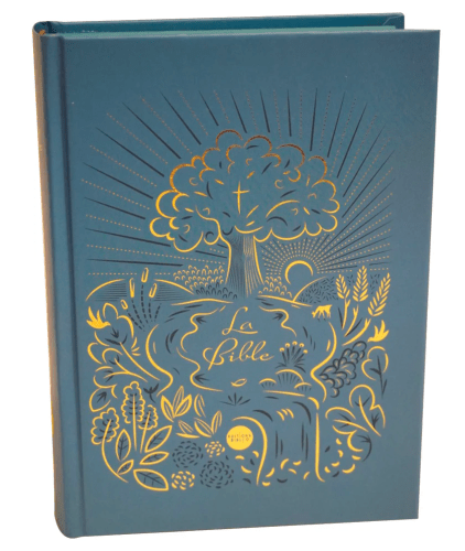 Bible Nouvelle Français Courant - couverture rigide illustrée, sans deutérocanoniques, tranche bleue
