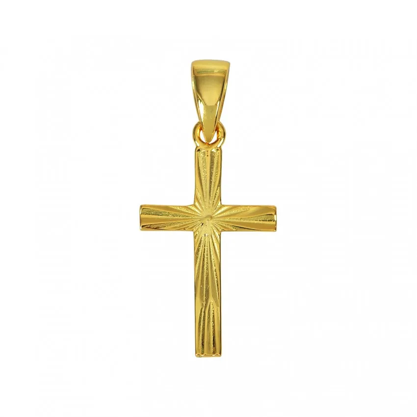 Pendentif en forme de croix en argent sterling 925, sublimé par un plaquage or raffiné.