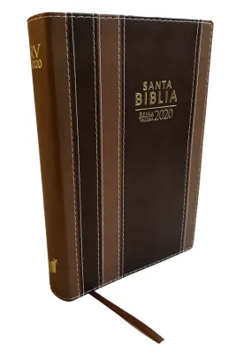 Espagnol, Bible RVR 2020, similicuir, duo marron, gros caractères, tranche dorée - couverture souple