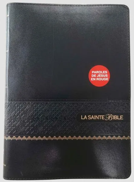 Bible Segond 1910, gros caractères, similicuir noir - couverture souple, avec onglets, paroles de...