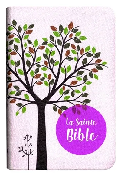 Bible Segond 1910 - compacte, rose, souple similicuir, couverture illustrée arbre, tranches or