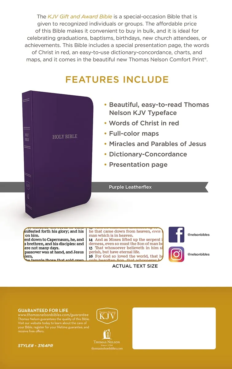 Anglais, Bible KJV, Gift & Award Bible, violette