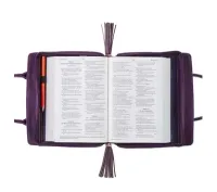 Pochette Bible, taille M, style sac à main, violet, motif fleurs, « Blessed »