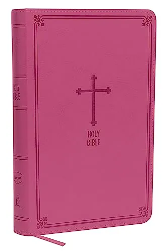 Anglais, Bible, NKJV, Deluxe Gift Bible - Vivella rose avec croix, tr. argentée, caractères agrandis