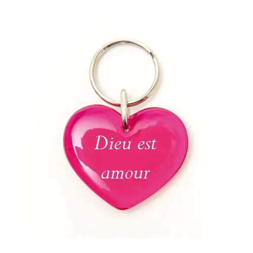 Porte-clés cœur rouge « Dieu est amour »