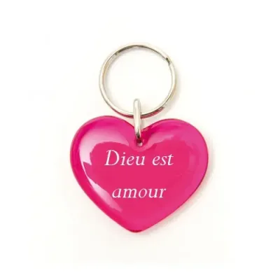 Porte-clés cœur rouge « Dieu est amour »