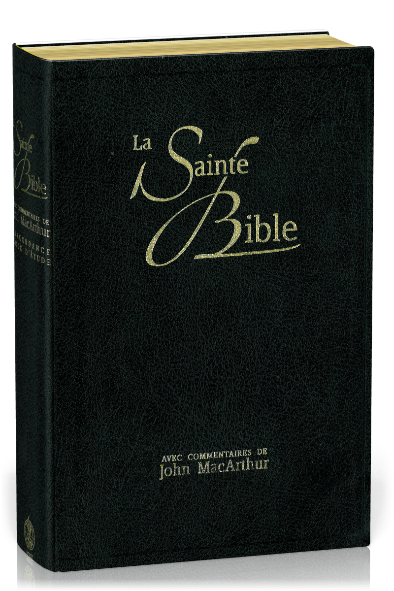 Bible d'étude Segond NEG MacArthur, noire - couverture souple, fibrocuir, tranche or