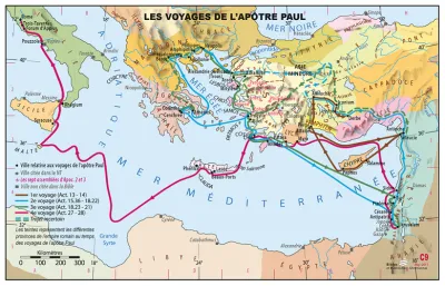 Voyages de l'apôtre Paul (Les) - Carte géographique 42 x 65 cm