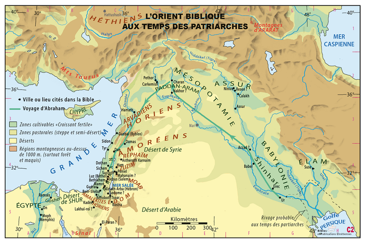 L'Orient biblique au temps des patriarches - Carte géographique