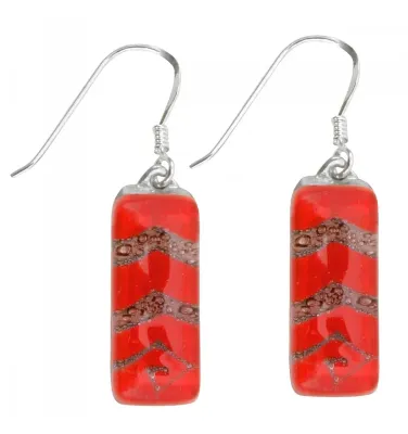 BOUCLES D'OREILLES VERRE FUSION ROUGE
