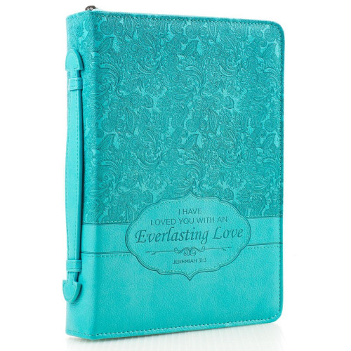 Pochette Bible, Taille L, "I have loved you […]" - Jer 31.3 "Everlasting Love", turquoise,...