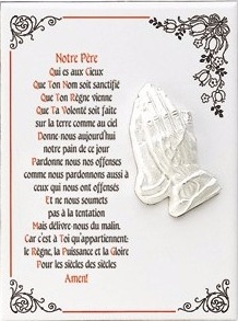 Céramique "Notre père" - 15x20cm Mains en prière en relief