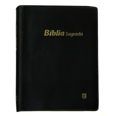 Portugais, Bible Almeida RC, révisée et corrigée - couverture vinyle souple noir, tranche blanche