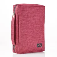 Pochette Bible, Taille L, Ichthus, Toile Vieux-rose, avec poche extérieure