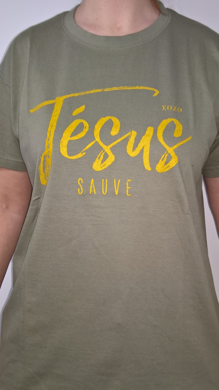 Jésus sauve + Il n'y a de salut - T-Shirt kaki