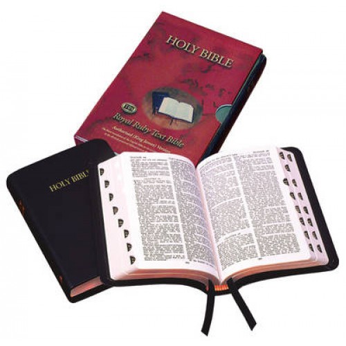 Anglais, Bible KJV  (Royal Ruby Text) - cuir noir, onglets [King James Version]