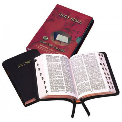 Anglais, Bible KJV, cuir, noir, onglets, (Royal Ruby Text)