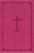 Anglais, Bible, NKJV, Deluxe Gift Bible - Vivella rose avec croix, tr. argentée, caractères agrandis