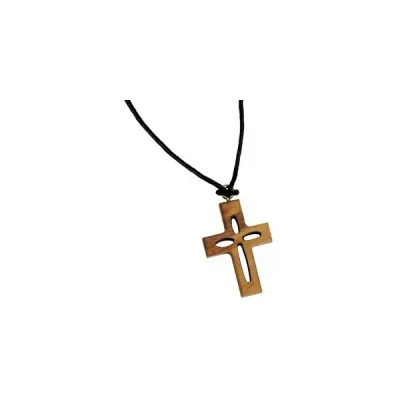 Collier Croix en Bois d'Olivier 3.70 cm évidée