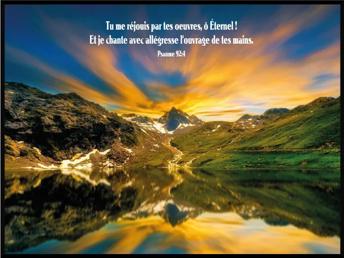 Cadre bois «Tu me réjouis […]» Psaume 92.4, 40 x 30 cm