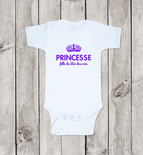 Body 100 % coton - 3/6 mois "Princesse fille du Roi des rois" fille