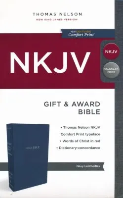 Anglais, Bible New King James Version, Gift & Award, similicuir, bleu-marine