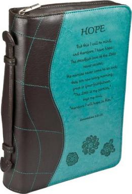 Pochette Bible, Taille L, "Hope", turquoise, similicuir