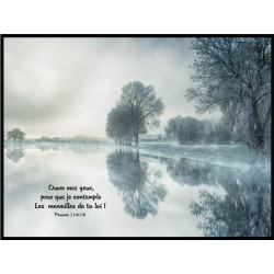 Cadre bois «Ouvre mes yeux […]» Psaume 114.18, 40 x 30 cm