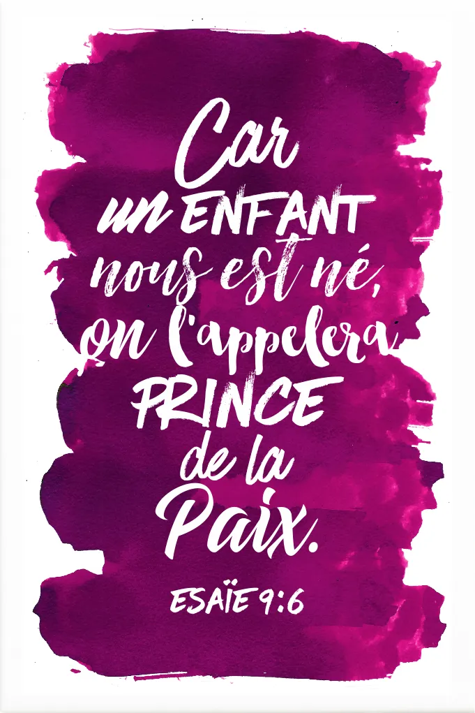 Tableau aquarelle intense "Car un enfant nous est né..." Esaïe 9:6 - 20 x 30 cm