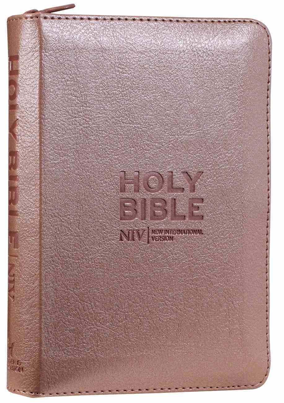 Anglais, Bible de poche  NIV, similicuir Rose Gold, avec zip