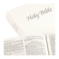 Anglais, Bible King James Version, rigide, blanche, tranche argent