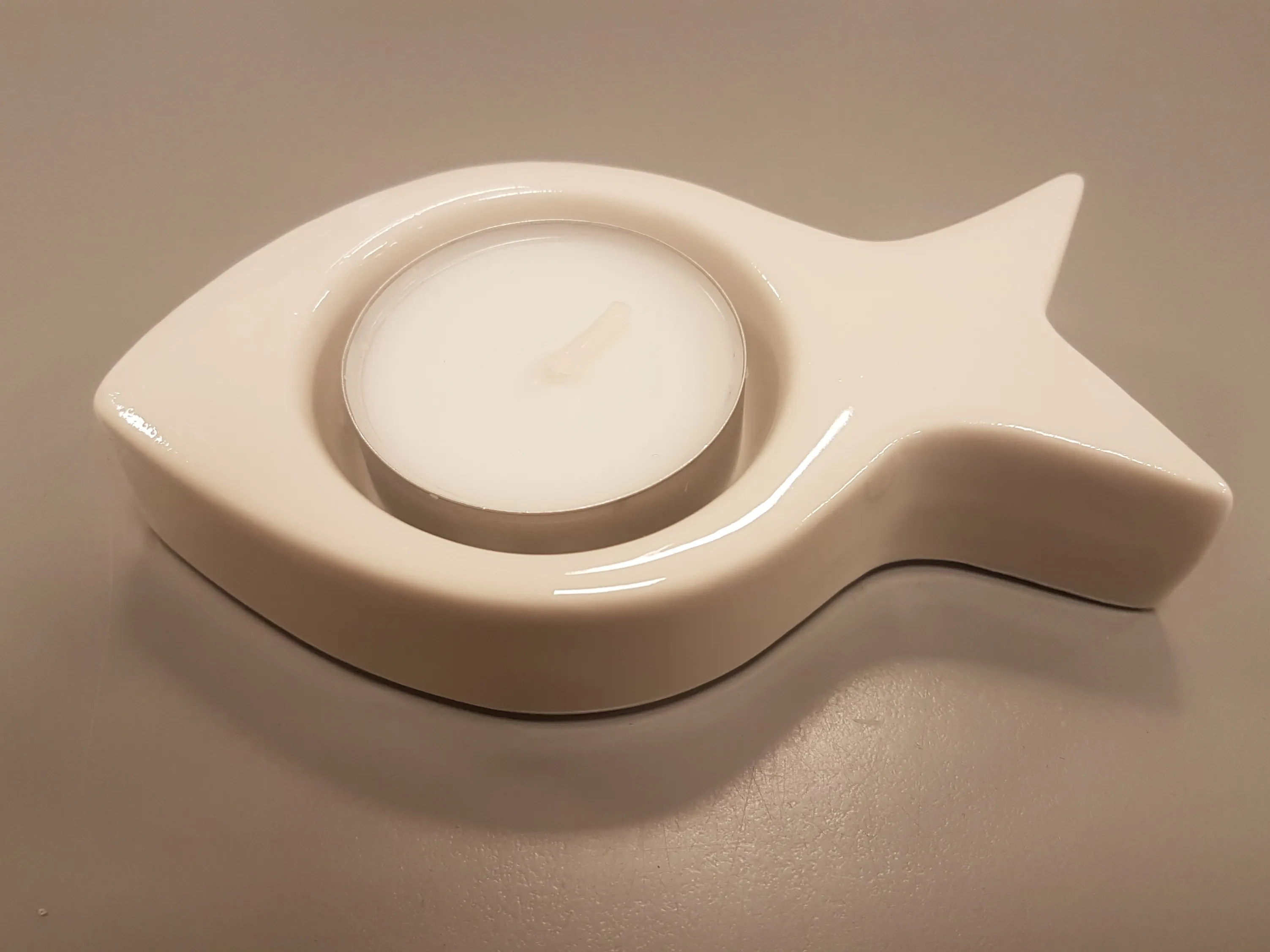 Bougeoir Ichthus blanc avec bougie