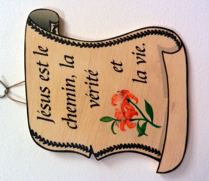 Bois parchemin petit, Jésus est le chemin, la vérité et la vie