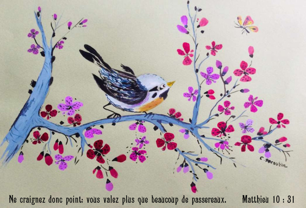 Tableau reproduction aquarelle Matthieu 10.31 - avec cadre