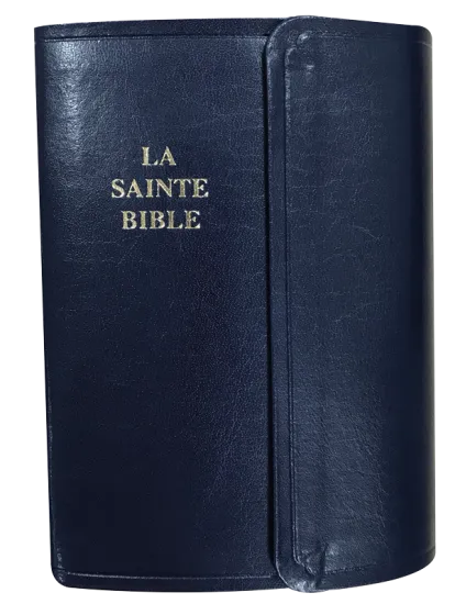 Bible Segond 1910, poche, similicuir marine, fermeture à pression