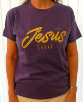 Jésus sauve + Il n'y a de salut - T-Shirt violet foncé
