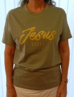 Jésus sauve + Heureux - T-Shirt kaki