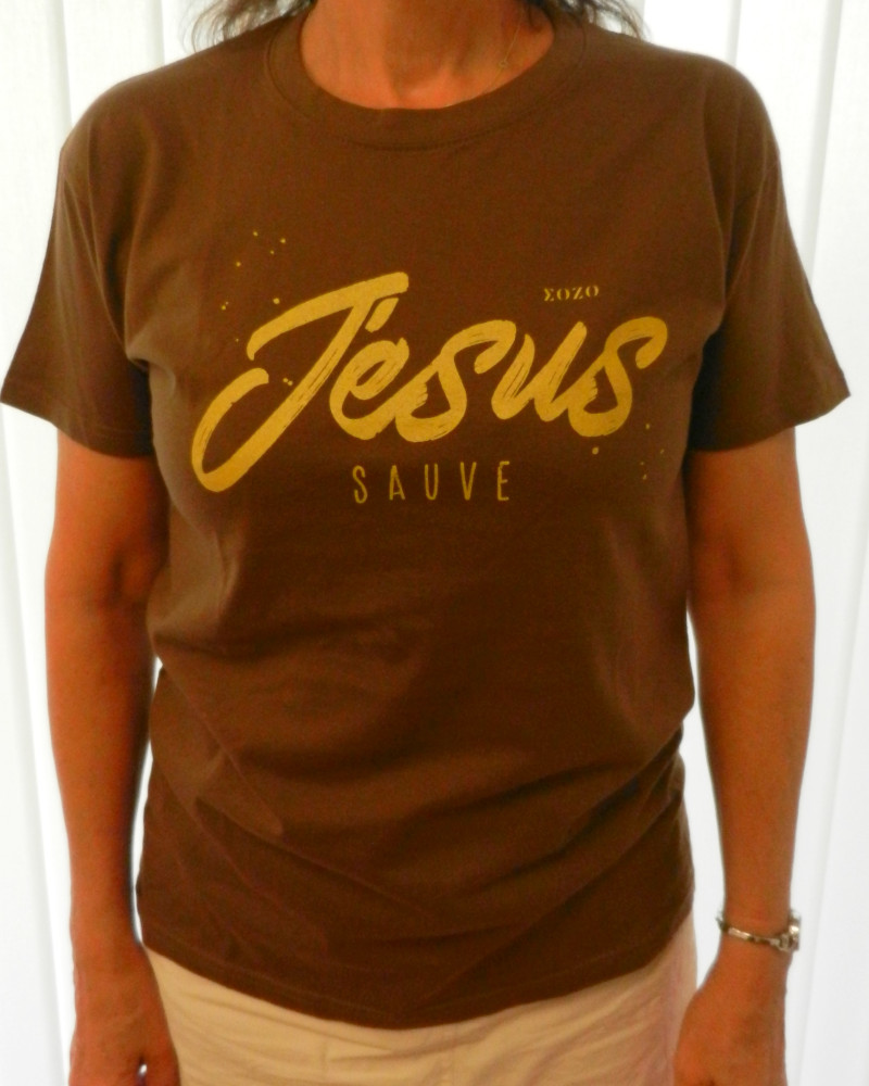 Jésus sauve + Heureux - T-Shirt terre