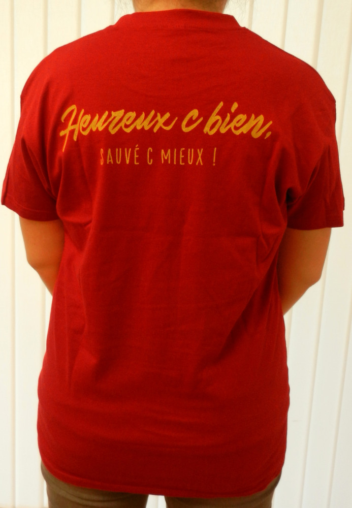 Jésus sauve + Heureux - T-Shirt rouge tango