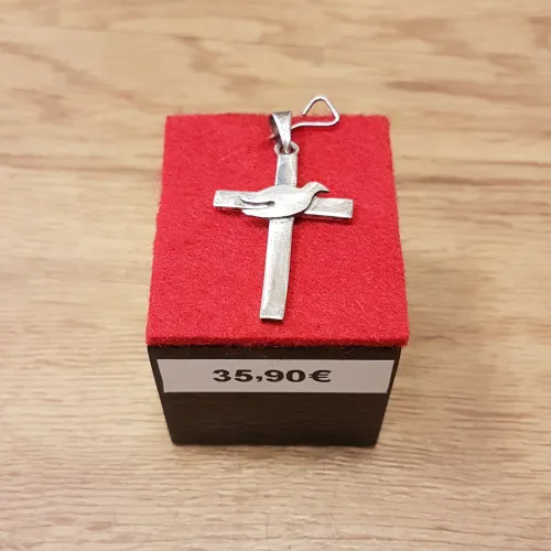 Pendentif Colombe sur croix en argent