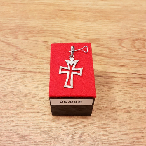 Pendentif Croix évidée surmontée d'une Colombe en argent