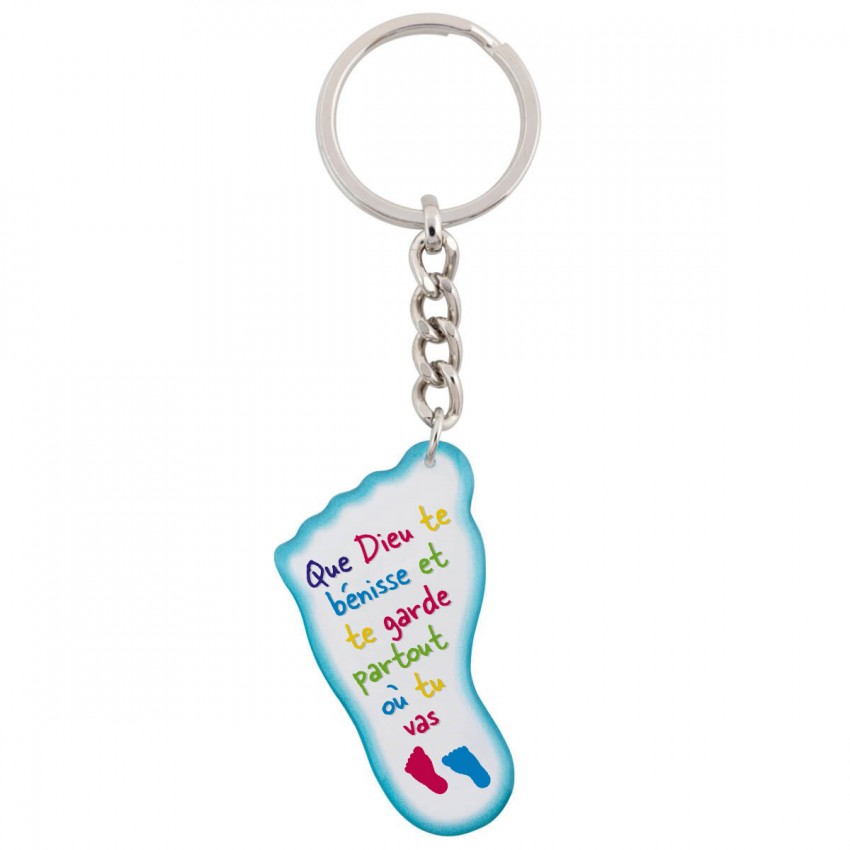 Porte-clé pied "Que Dieu te bénisse et […]"